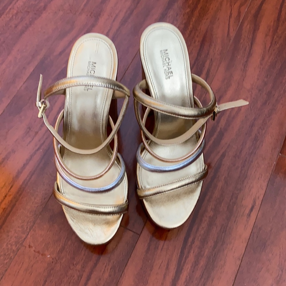 Gold platform heels
